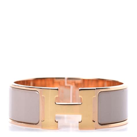 HERMES Enamel Wide Clic Clac H Bracelet PM Marron Glace 